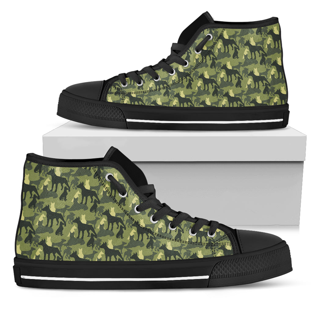 Camouflage Doberman Military Women's High Top