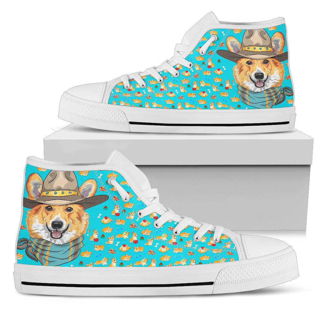 Cute Corgi Pattern Women's High Top