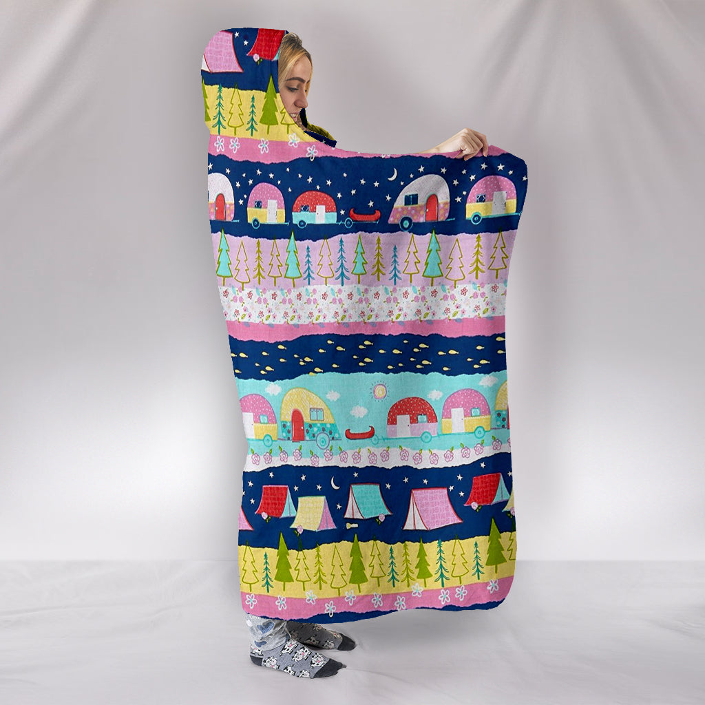 HAPPY TRAILS CAMPING HOODED BLANKET