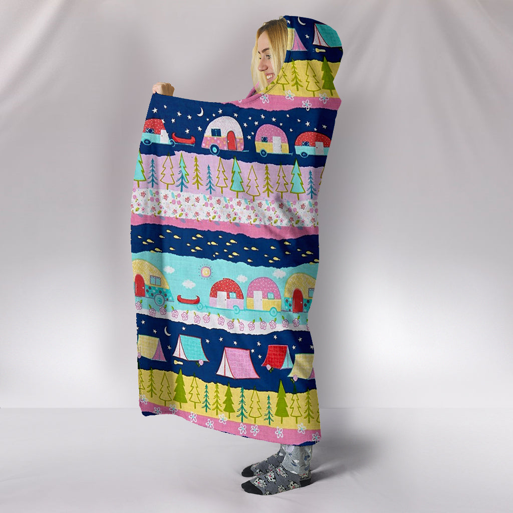 HAPPY TRAILS CAMPING HOODED BLANKET