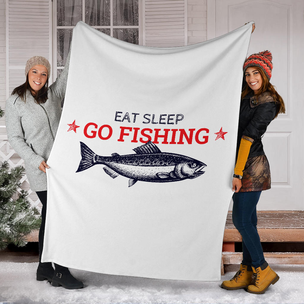 Gift For Fisherman Premium Blanket, Eat Sleep Go Fishing