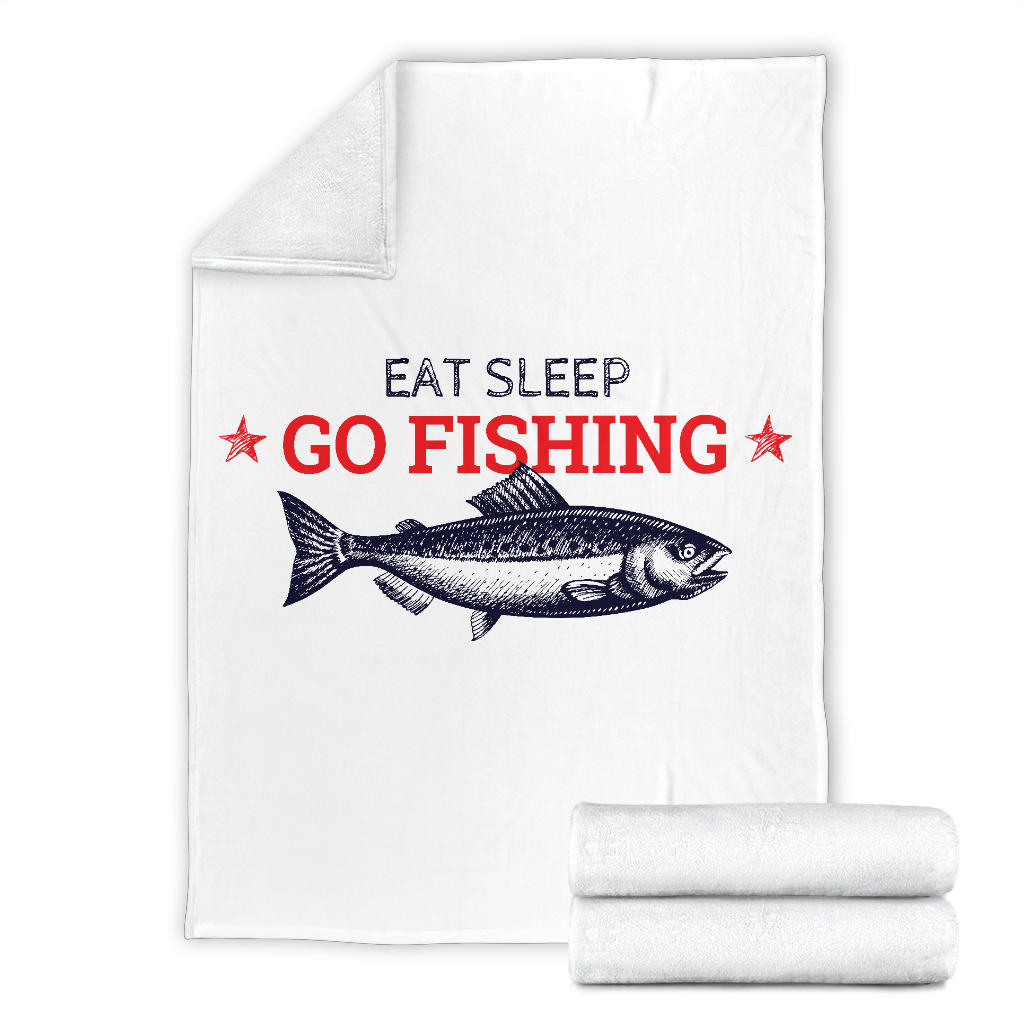 Gift For Fisherman Premium Blanket, Eat Sleep Go Fishing