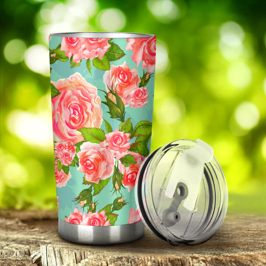 Vintage Floral Blue - Travel Tumbler